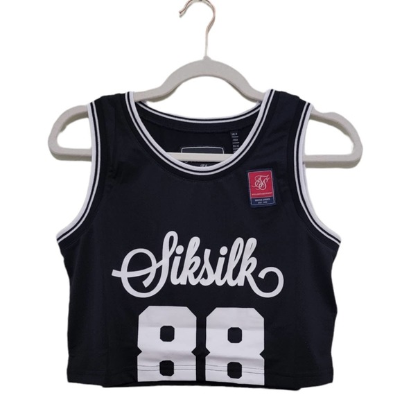 Sik Silk Retro Sport Crop Vest in Black - NWT - Picture 3 of 13